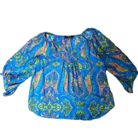 Alice & Trixie Printed Flowy Silk Blouse - Picture 1 of 6